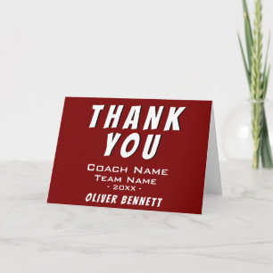 Simple Red Sports Thank you Coach Card 