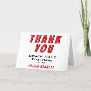 Simple Red Sports Thank you Coach Card