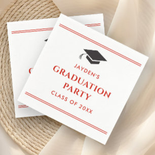 Simple Red Sporty Graduation Party Napkin