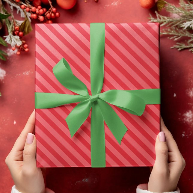Simple Red Striped Whimsical Cute Festive Gift  Wrapping Paper (Simple striped cute whimsical striped wrapping paper)