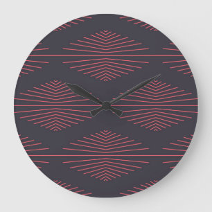 Simple, red, traditional pattern with lines large clock