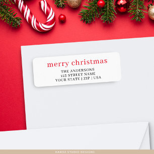 Simple Red Typography Christmas Return Address