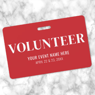 Simple Red Volunteer ID Badge