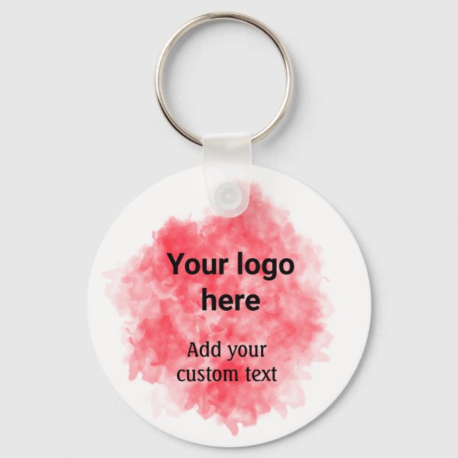 Simple red watercolor add your logo custom text mi key ring (Front)