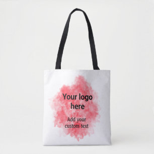 Simple red watercolor add your logo custom text mi tote bag