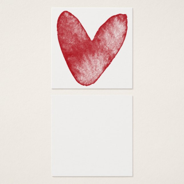 Simple, Red, Watercolor Heart 15 Note Cards (Front & Back)