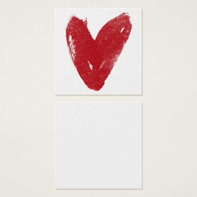 Simple, Red, Watercolor Heart 7 Wee Note Cards (Front & Back)