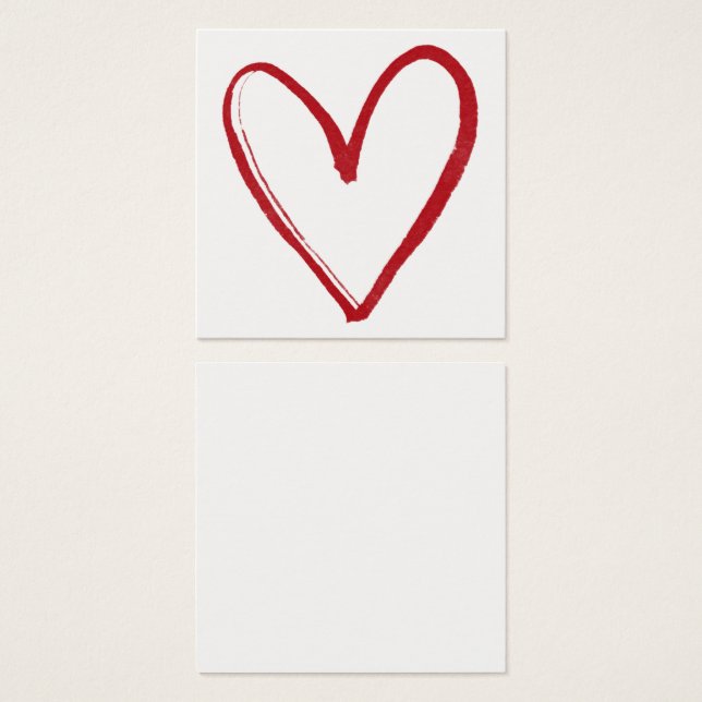 Simple, Red, Watercolor Heart Outline 6 Note Cards (Front & Back)