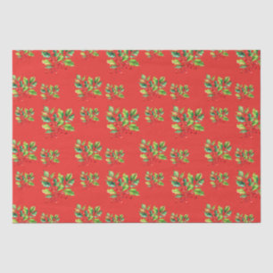 Simple red Watercolor Holly Berries Xmas Pattern Tissue Paper