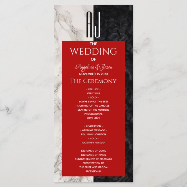 Simple Red Wedding Programme (Front)