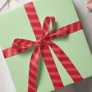 Simple Red Whimsical Cute Classic Striped Pattern Satin Ribbon