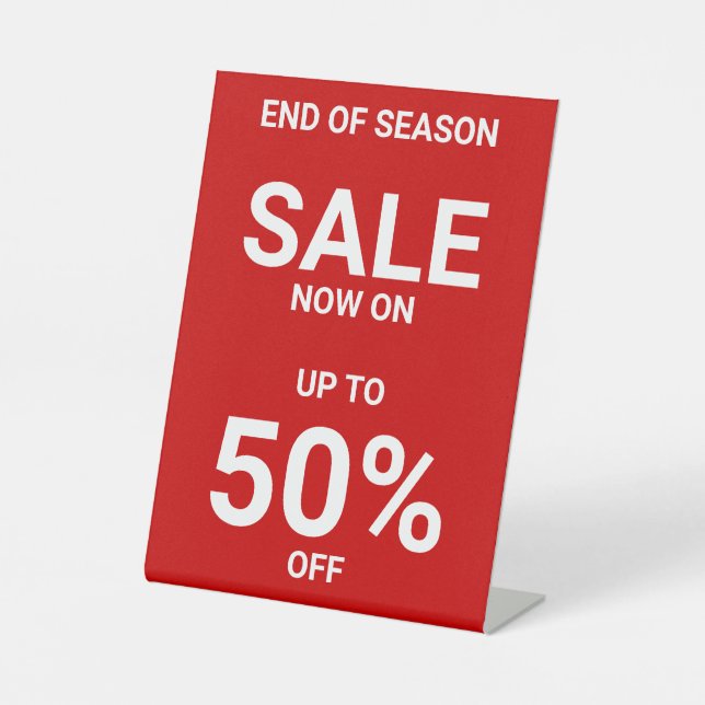 Simple Red White  Business Promotional Sale Pedestal Sign (Front)