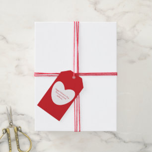 Simple red white heart classroom Valentine's Day Gift Tags