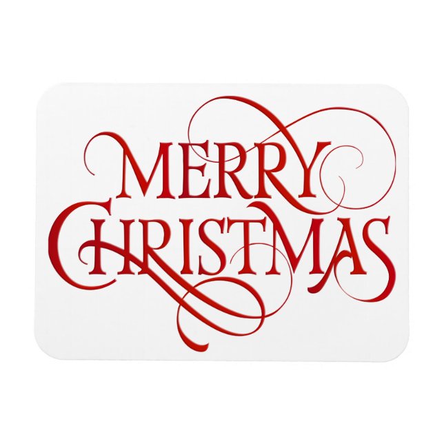 Simple Red & White Merry Christmas Flexible Magnet (Horizontal)