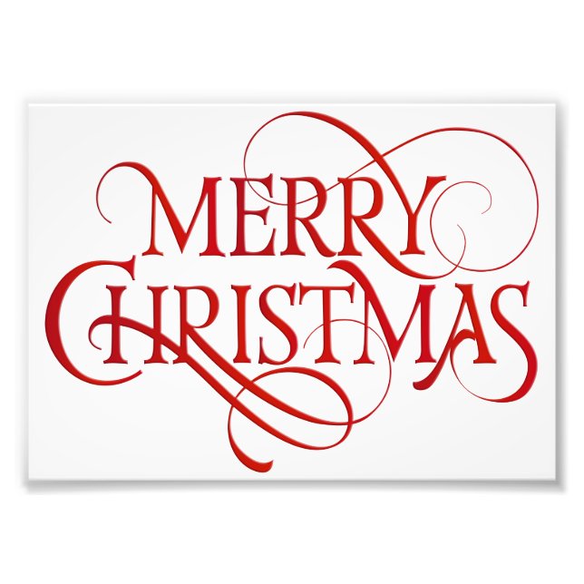 Simple Red & White Merry Christmas Photo Print (Front)