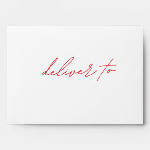 Simple Red White Modern Custom Merry Christmas Envelope