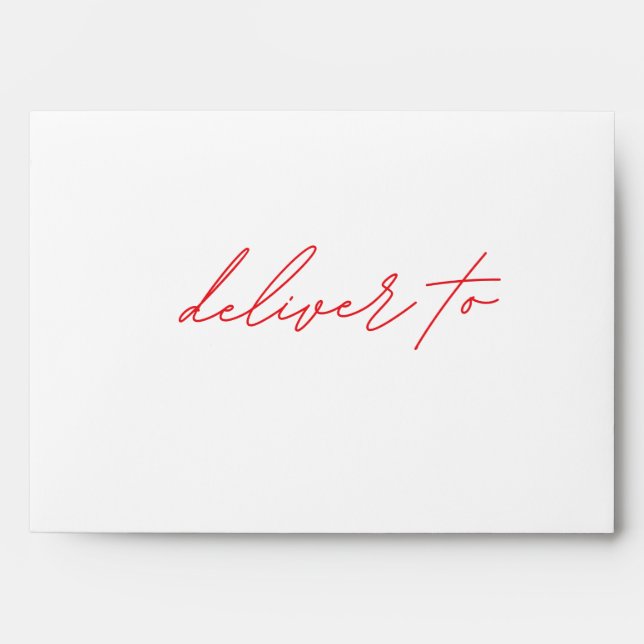 Simple Red White Modern Custom Merry Christmas Envelope (Front)