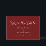 Simple Red & White Script Wedding Save the Date<br><div class="desc">Simple and modern white on red background wedding “Save the Date”.  Perfect for any season wedding.</div>