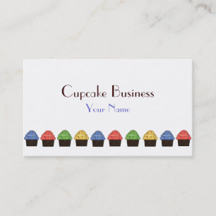Simple red yellow green blue cupcake business card
