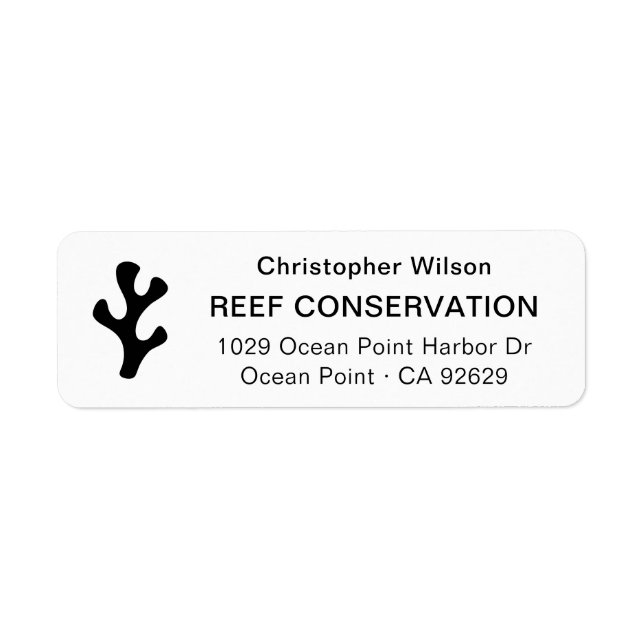 Simple Reef Logo Black Business Return Address (Front)