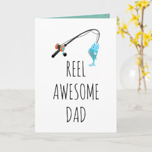 Simple Reel Fishing Fathers Day Photo Greeting Card