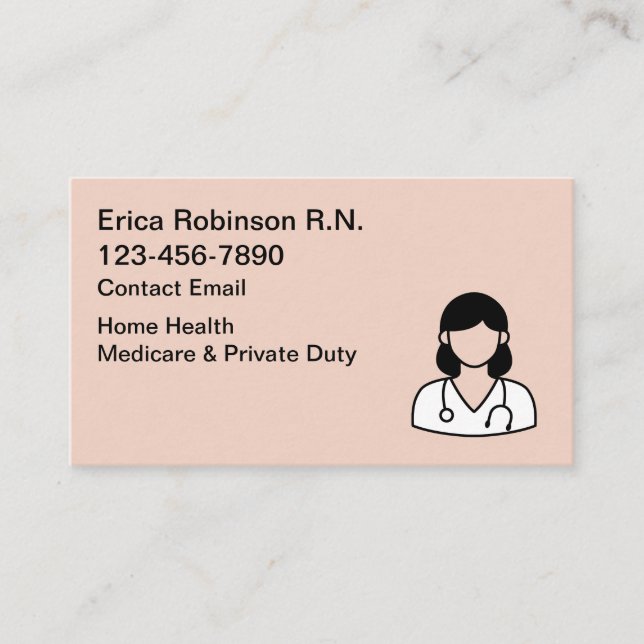 Simple Registered Nurse Business Cards Template (Front)