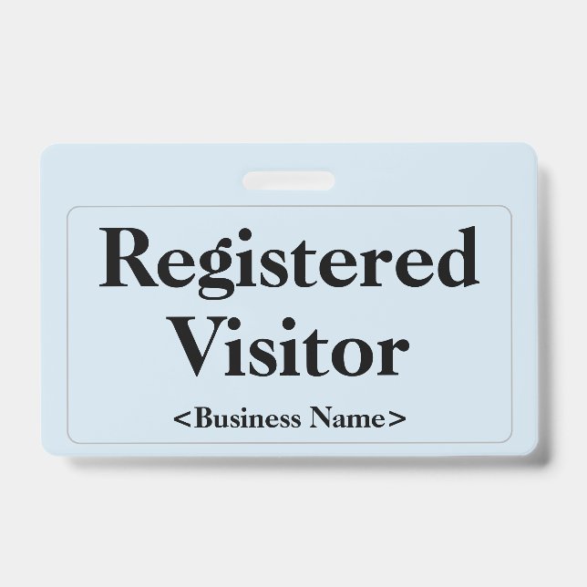 Simple "Registered Visitor" Badge ID Badge (Front)