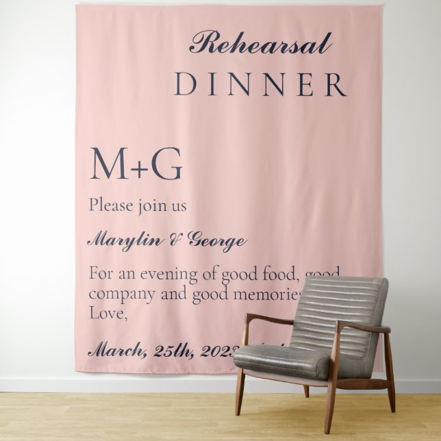 SIMPLE REHEARSAL DINNER OXFORD BLUE AND BABY PINK TAPESTRY (In Situ)