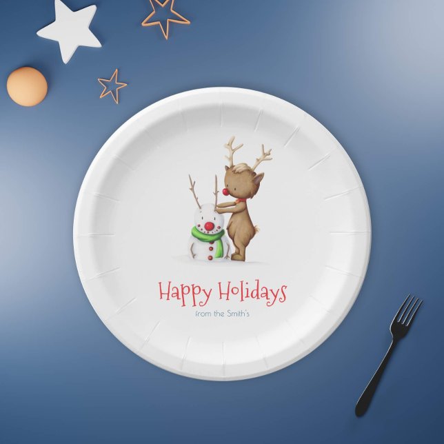 Simple Reindeer Christmas Holiday Decor Paper Plate (Creator Uploaded)