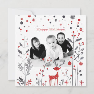 Simple Reindeer Family Photo Christmas Card