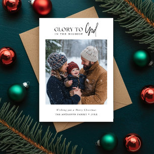 Simple Religious Glory To God Christmas Photo Holiday Card