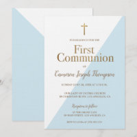 SImple Religious Gold Blue First Holy Communion
