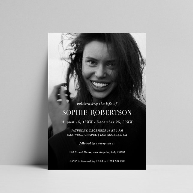 Simple Remembrance Memorial Service Photo Funeral Invitation (Creator Uploaded)