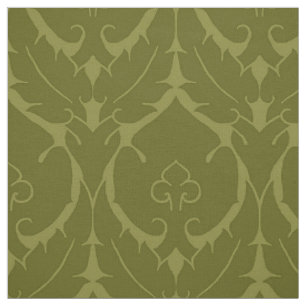 Simple Renaissance Damask, Bright Olive Green Fabric
