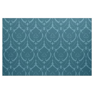 Simple Renaissance Damask, Peacock Blue Fabric