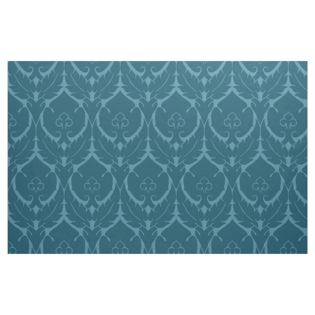 Simple Renaissance Damask, Peacock Blue Fabric (Fat Quarter)