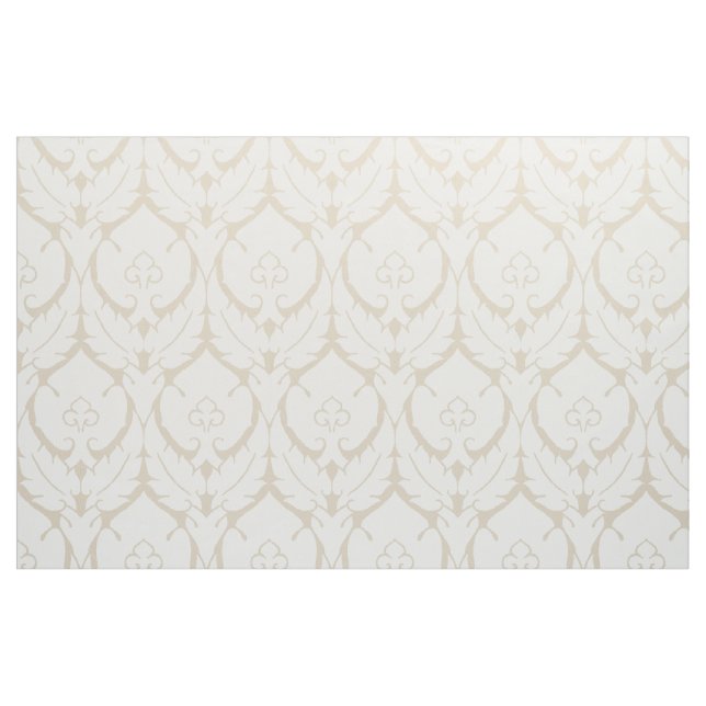 Simple Renaissance Damask, White on Ivory Fabric (Fat Quarter)