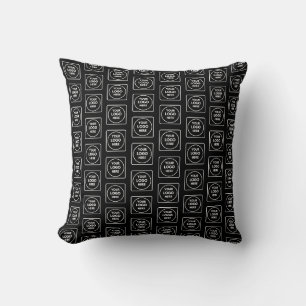 Simple Repeating Logo Black Grey Gradient Throw Cushion