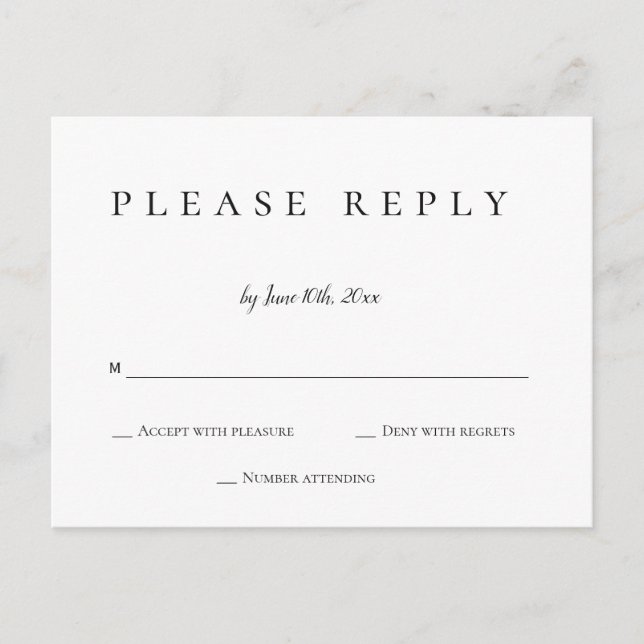 Simple reply wedding rsvp postcards (Front)