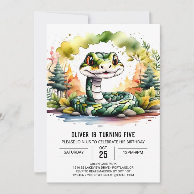 Simple Reptile Party Birthday Invitation (Front)