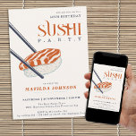 Simple Retro 50th Birthday Sushi Party  Invitation<br><div class="desc">Simple Retro 50th Birthday Sushi Party Invitation. Step into a world of flavour and fun as we invite you to a unique milestone celebration—a Sushi Party like no other. Our invitation design boasts a simple yet retro aesthetic, setting the tone for a night of culinary delights and nostalgic vibes. Embrace...</div>