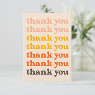 Simple Retro 70s Typography Peach and Orange Thank You Card