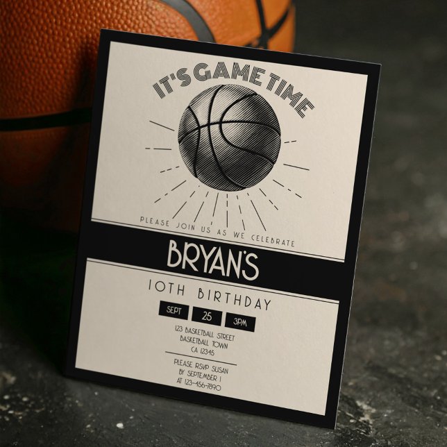 Simple Retro Black Basketball Budget Birthday (Creator Uploaded)