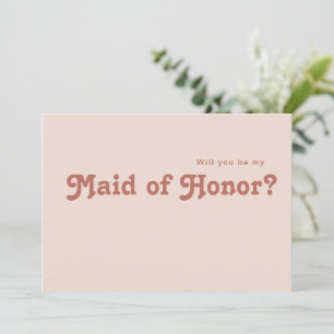 Simple Retro Blush Maid of Honour Proposal Card