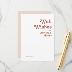 Simple Retro Blush Pink Wedding Well Wishes Card
