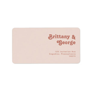 Simple Retro Blush Wedding RSVP Return Address Label