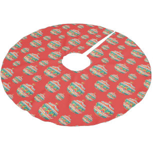 Simple Retro Christmas Ornament Pattern Brushed Polyester Tree Skirt