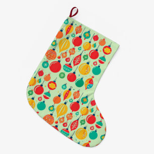 Simple Retro Christmas Ornament Pattern Large Christmas Stocking