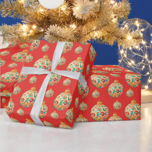 Simple Retro Christmas Ornament Pattern Wrapping Paper
