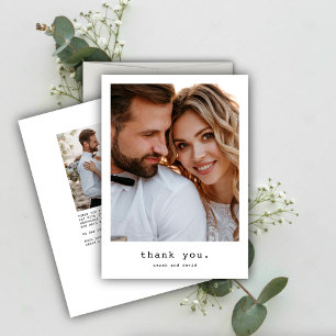 Simple Retro Classic Photo Wedding Thank You Card